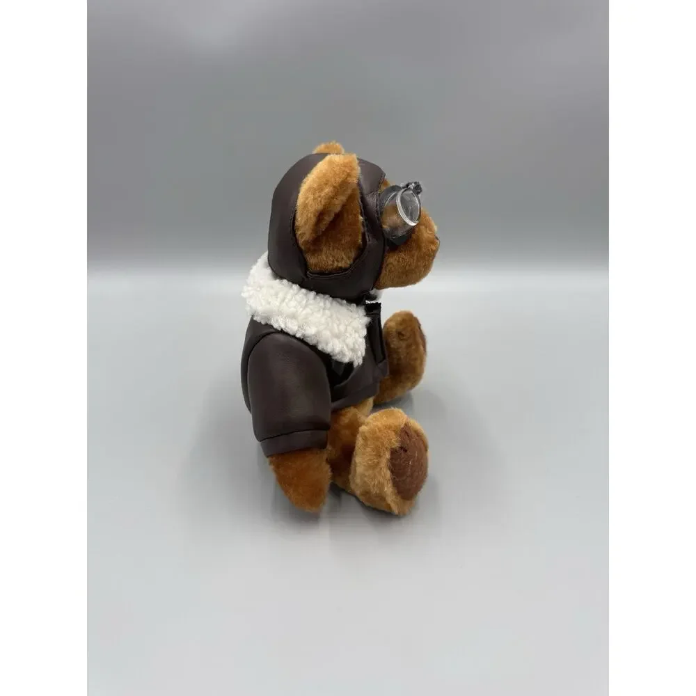 US Airways Pilot Teddy Bear Aviator Plush In Bomber Jacket Goggles 8”